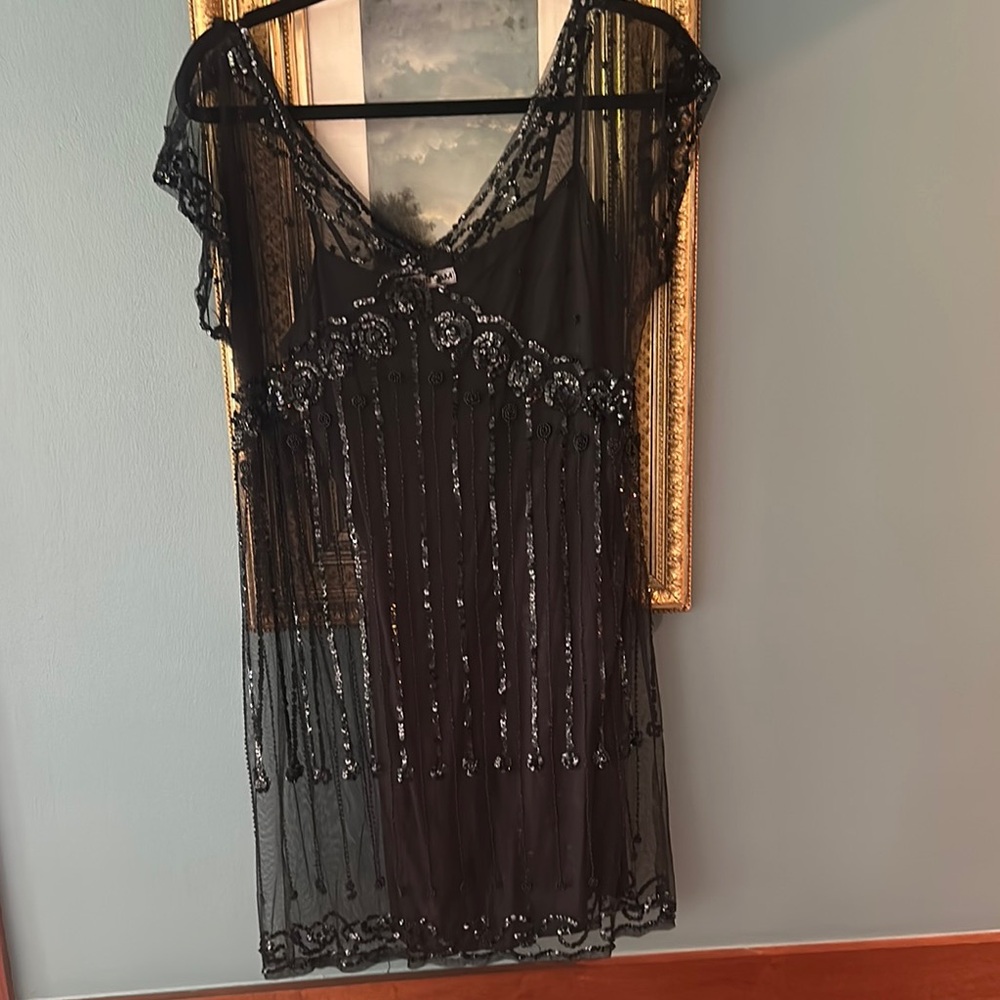 Elegant Black Sequin Mini Dress